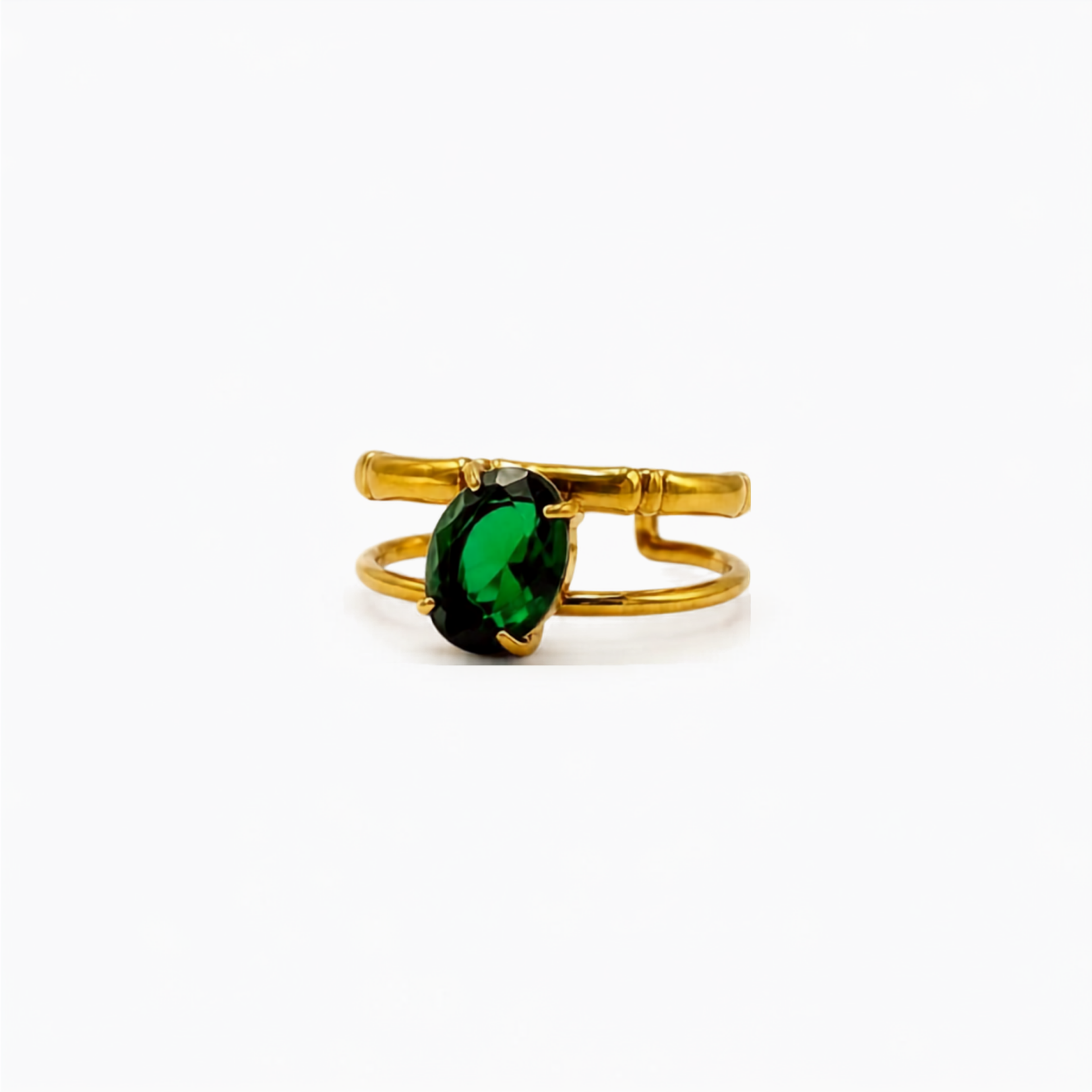 Anillo dorado con chispita verde AN4003G158