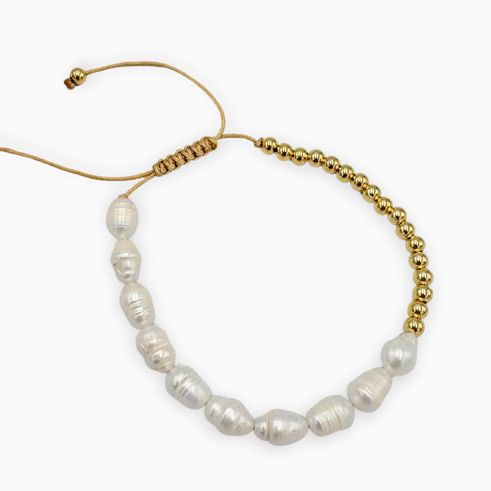 Pulsera mitad dorada mitad perla cultivada PU2144G52