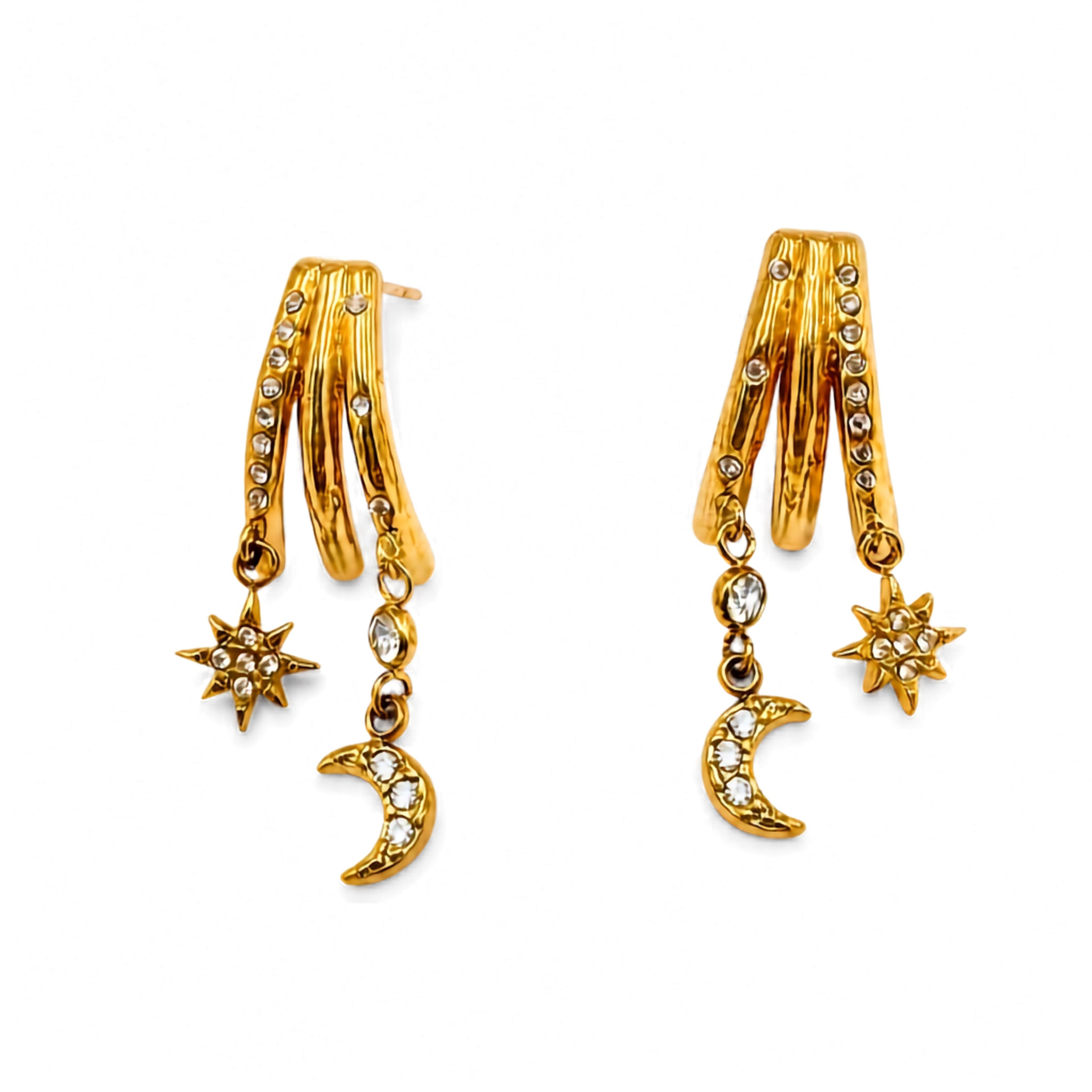 Aretes con lunas y soles colgantes AR3283G41
