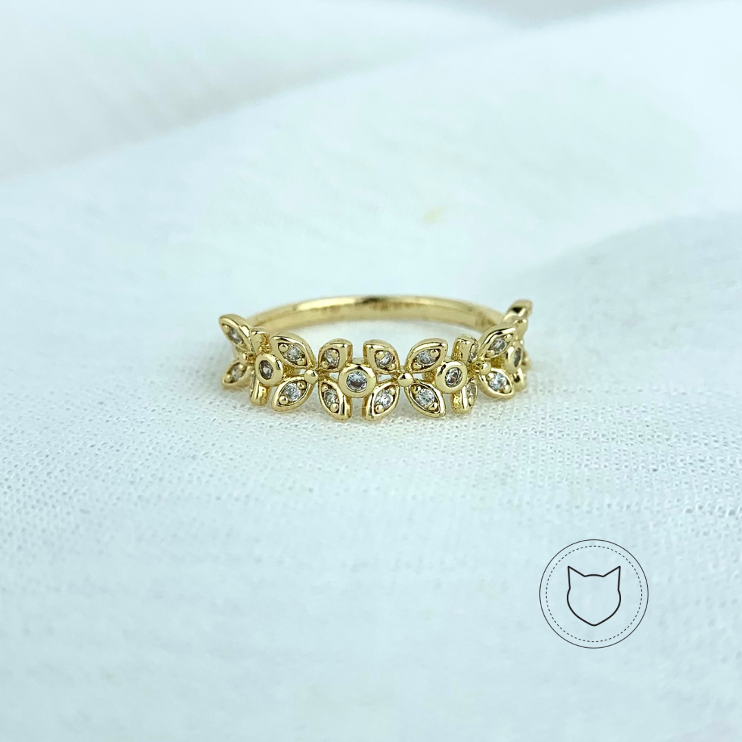 ANILLO DE BAÑO DE ORO Y CRISTALES TALLAS 6 Y 7