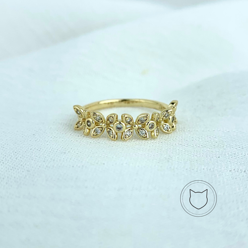ANILLO DE BAÑO DE ORO Y CRISTALES TALLAS 6 Y 7