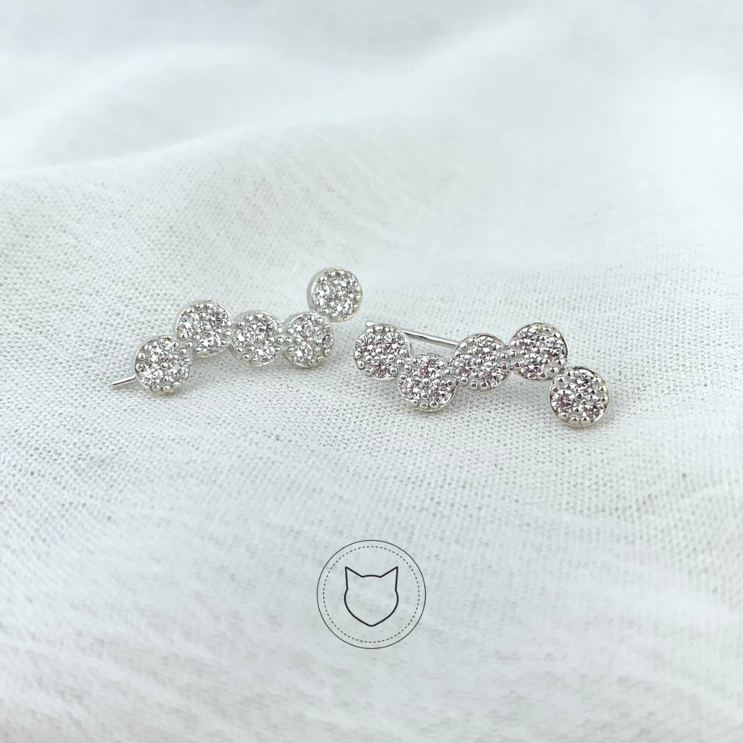 ?ARETES TREPADORES DE PLATA 925 Y CRISTALES EN MICROPAVÉ AR1971L25