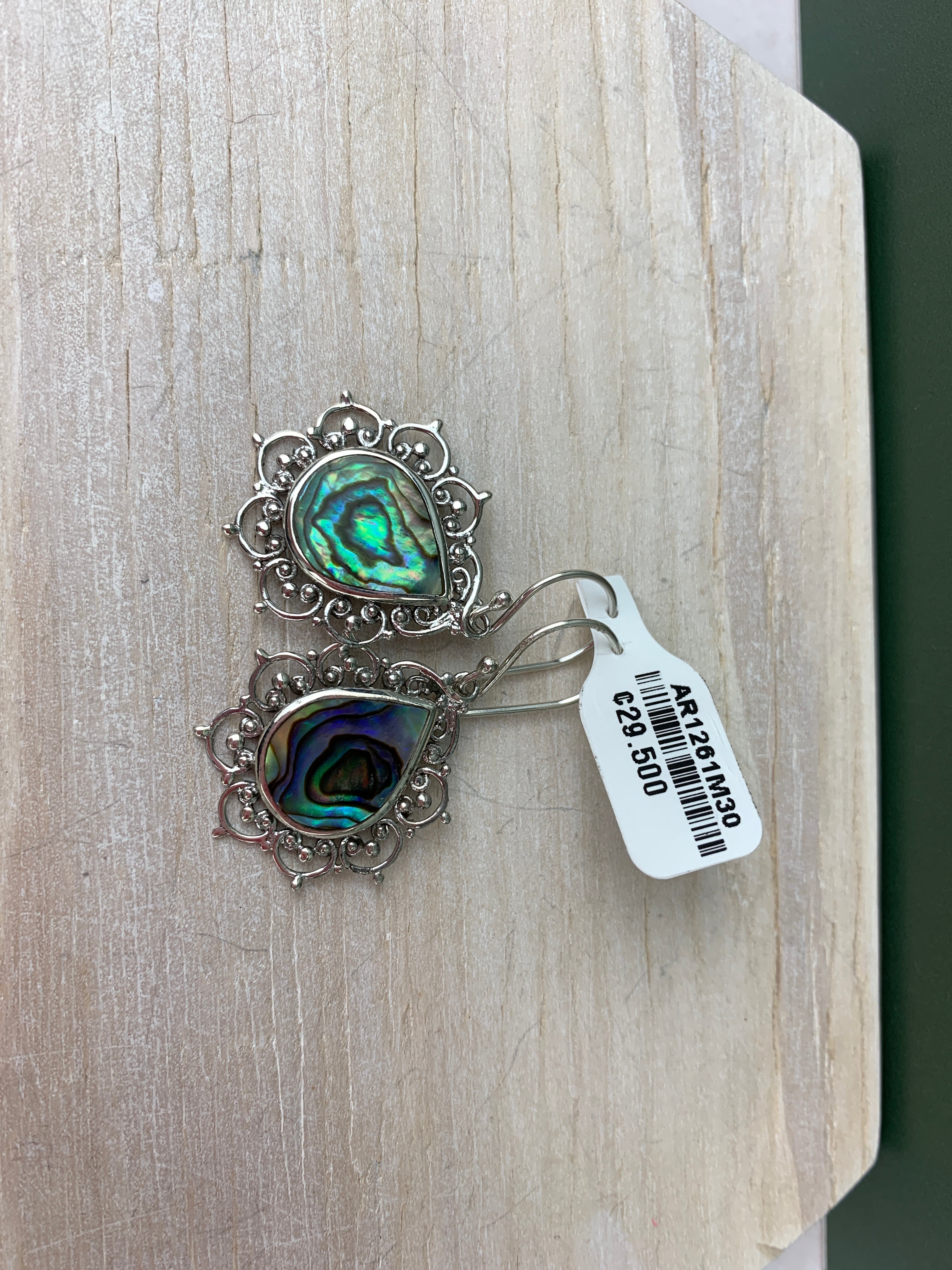 ARETES DE PLATA 925 Y ABULÓN