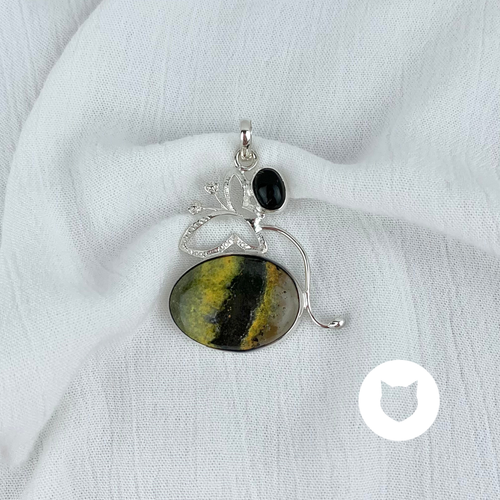 ?DIJE PLATA 925 MARIPOSA, ÓNIX Y JASPE ABEJORRO DI0787M37