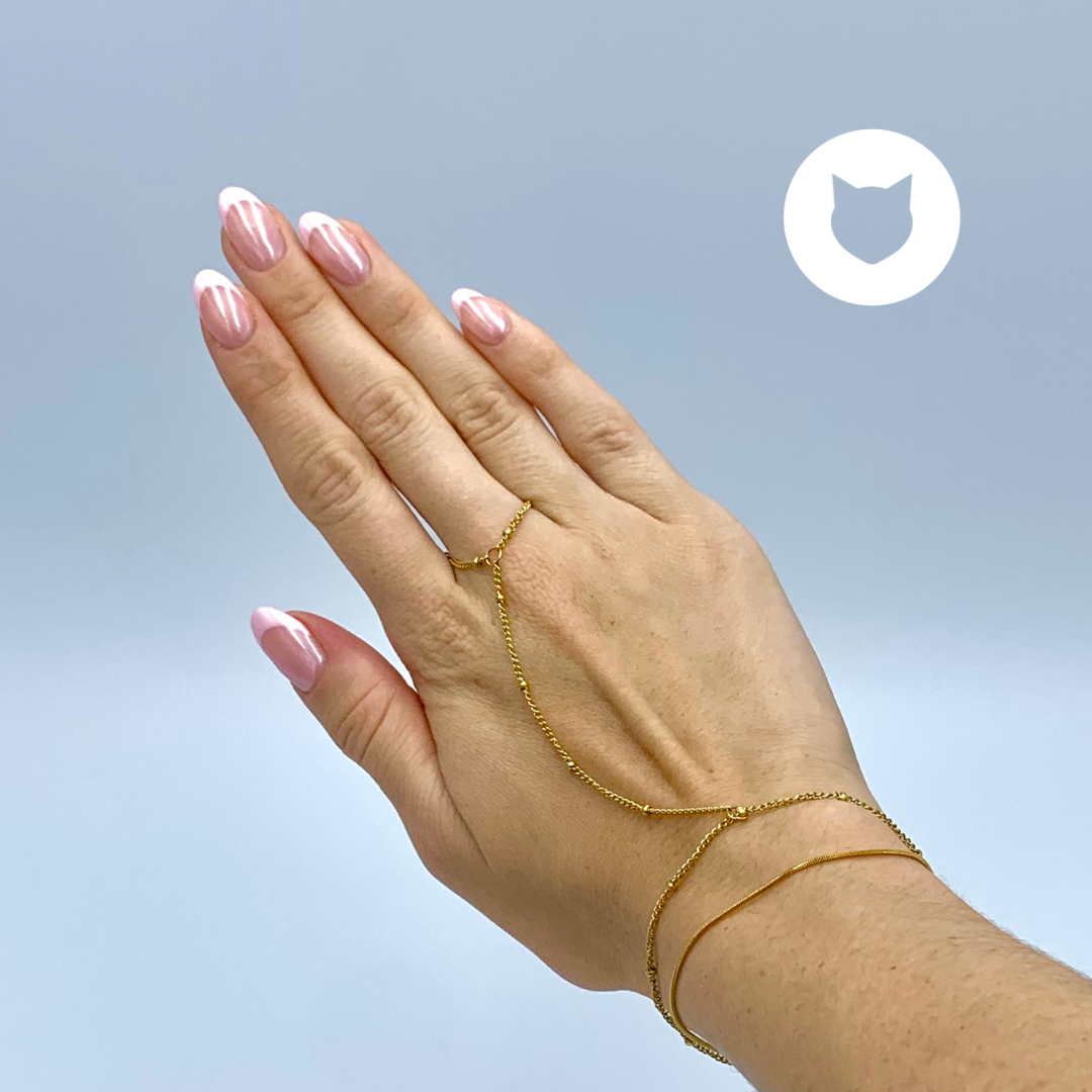 PULSERA DOBLE DE ACERO INOXIDABLE CON EXTENSIÓN AL DEDO PU1897G45