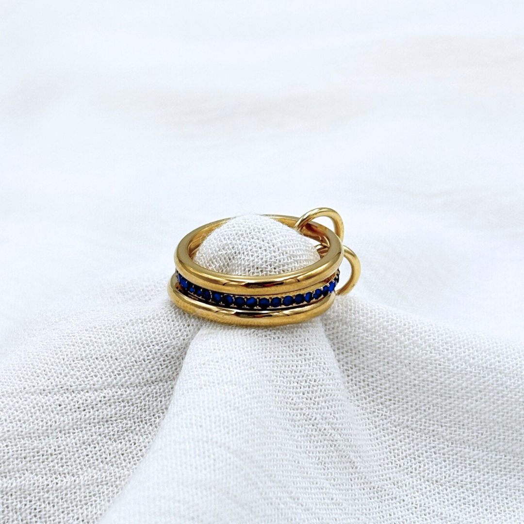 ANILLO ACERO TRIPLE CRISTALES AZULES AN3868G31
