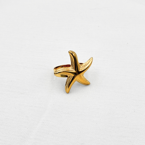 ANILLO AJUSTABLE CON ESTRELLA DE MAR TEXTURIZADA EN ACERO AN3895G62