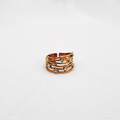 ANILLO AJUSTABLE DE BANDAS MULTINIVEL CON PUNTOS DE LUZ EN ACERO CON BAÑO DE ORO DE 18K  AN3891G30