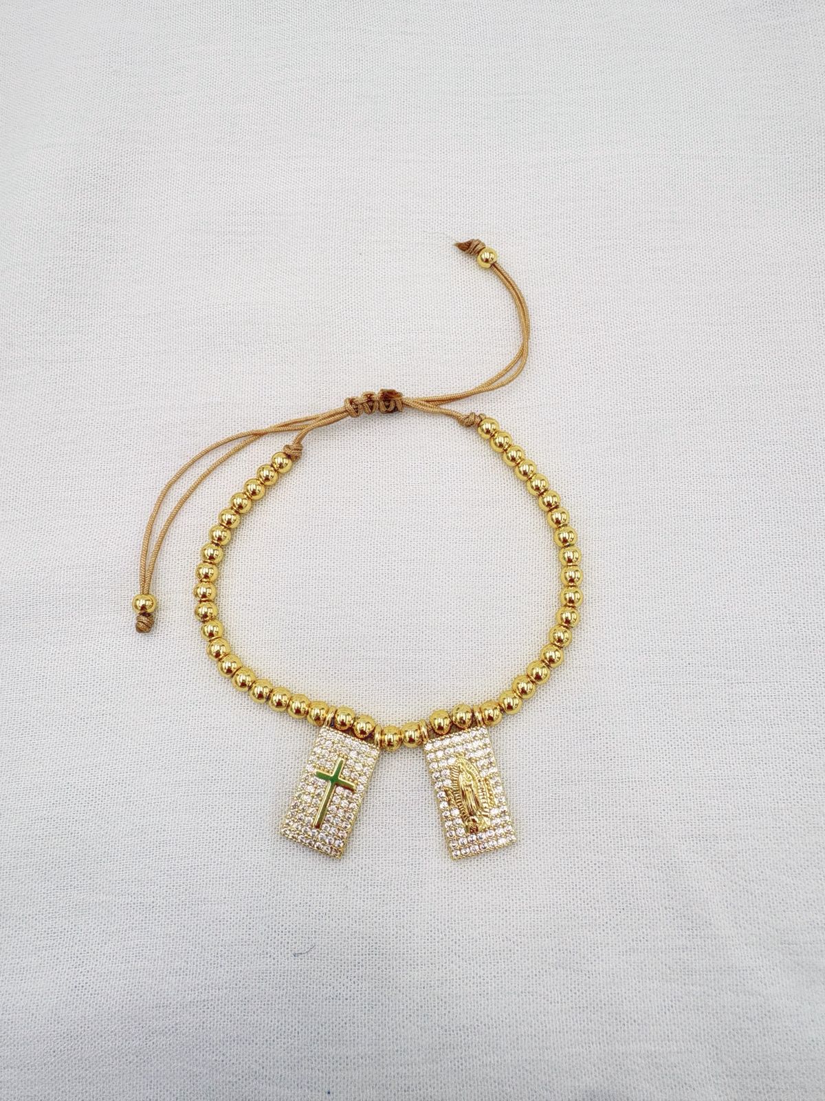 Pulsera de bolitas con dijes de fe PU2067G42