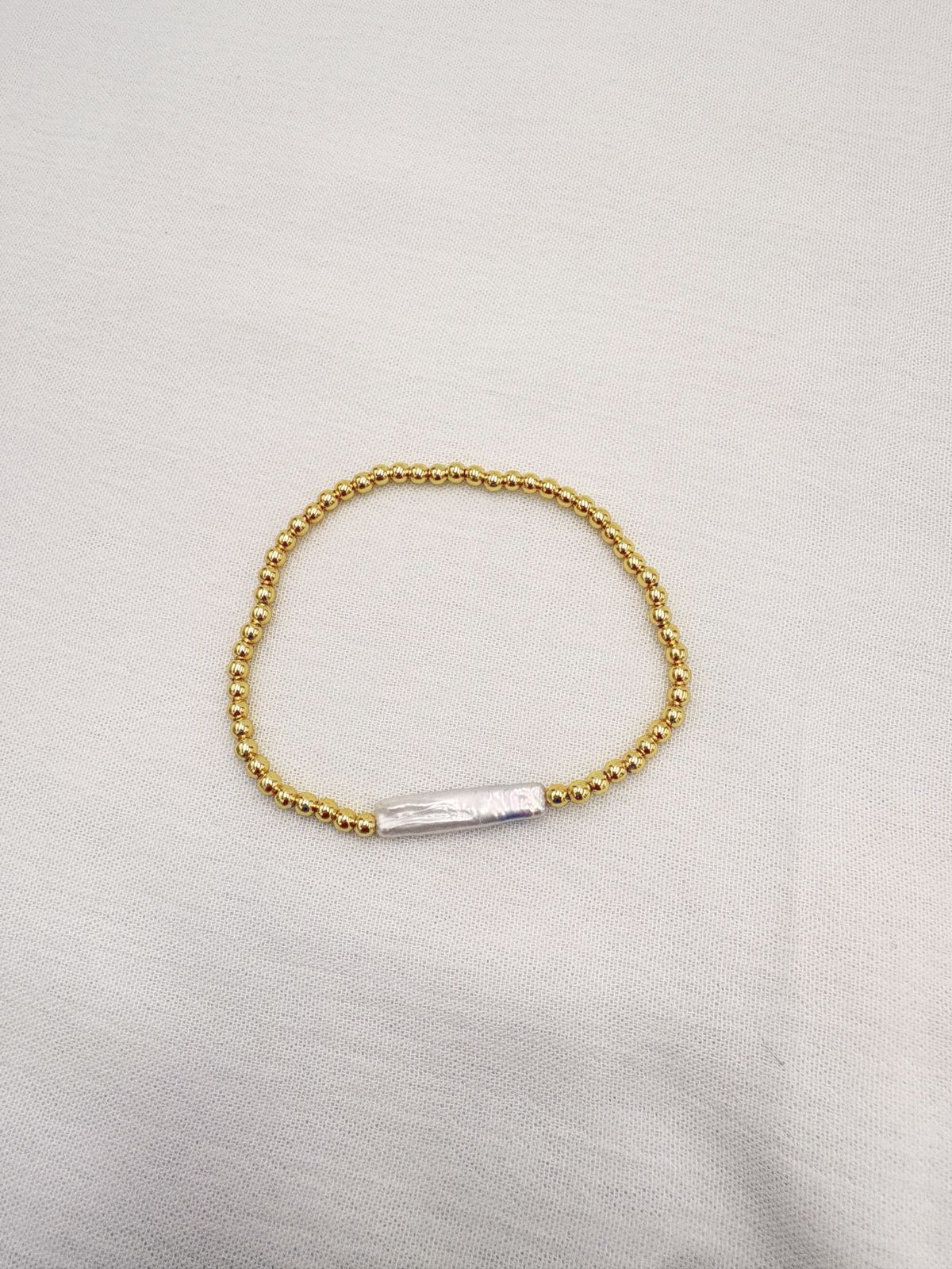 Pulsera elástica de bolita con perla barroca PU2070G55