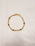 Pulsera de Cadena de Eslabones con Cristales color esmeralda PU2071G42