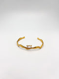 BRAZALETE DE ACERO EN FORMA DE ONDAS CON CIRCONIA RECTANGULAR PU2084G49