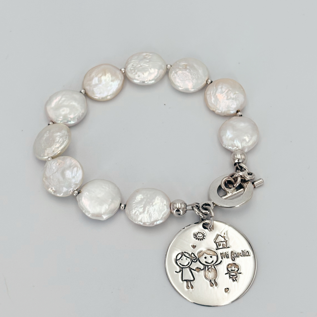 PULSERA DE PERLA REDONDA Y PLATA PU2093F30