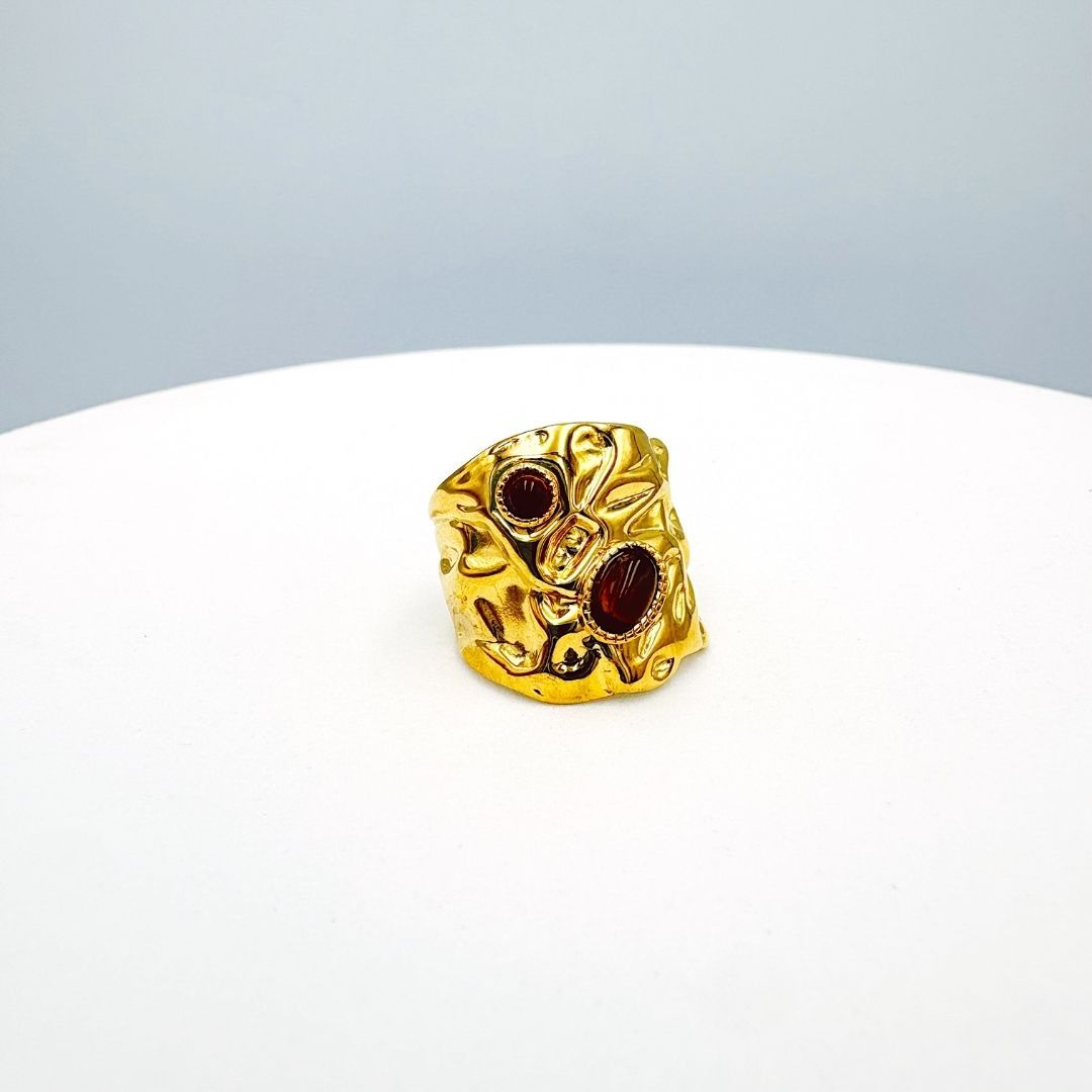 ANILLO OJO DE TIGRE GRUESO AJUSTABLE ACERO AN3933G59 TIENDA A&C