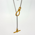 COLLAR CORREDIZO BITONO DE CADENA VENECIANA CON BROCHE DE TIMÓN EN ACERO DORADO Y PLATEADO CO1927G80 TIENDA A&C