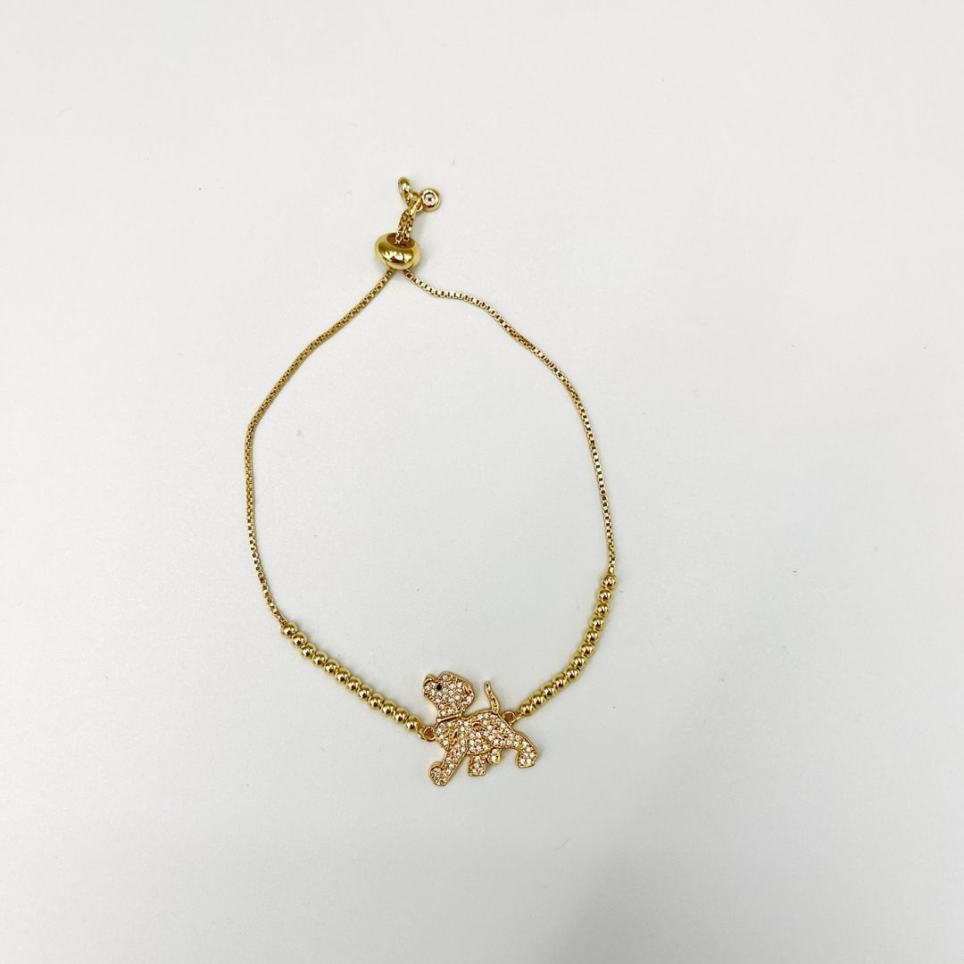 PULSERA DE PERRITO CON CRISTALES BAÑO DE ORO PU2105G38