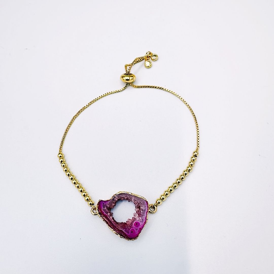 PULSERA DE DRUSA DE AGATA EN BAÑO DE ORO PU2110G28