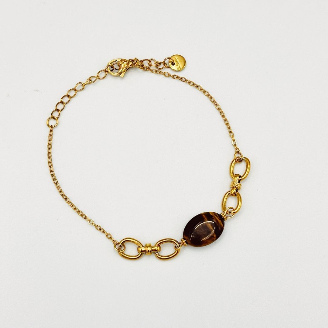 PULSERA DE ACERO CON DIJE DE OJO DE TIGRE  PU2109G53