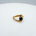 ANILLO DE BANDA DOBLE CON CIRCONIA VERDE ESMERALDA EN ACERO AJUSTABLE AN3954G85