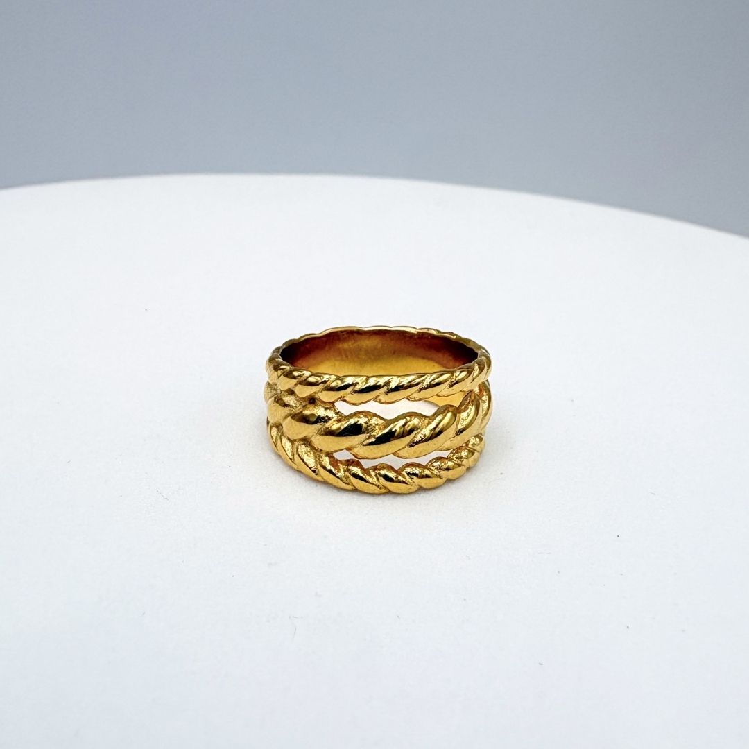 ANILLO ANILLO DE TRES BANDAS TRENZADAS EN ACERO TALLA 6 AN3982G38