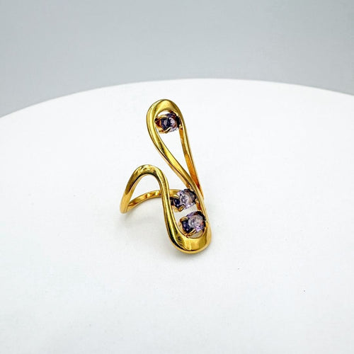 ANILLO DE ACERO CON CRISTALES EN LILA TALLA 6 AN3975G37