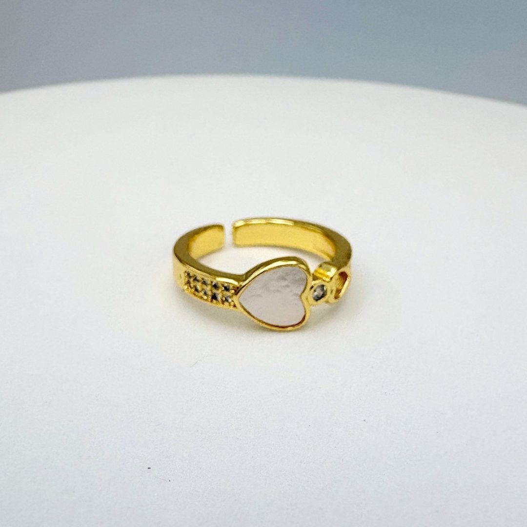 ANILLO DE CORAZÓN MADRE PERLA BAÑO DE ORO AJUSTABLE AN3971G30