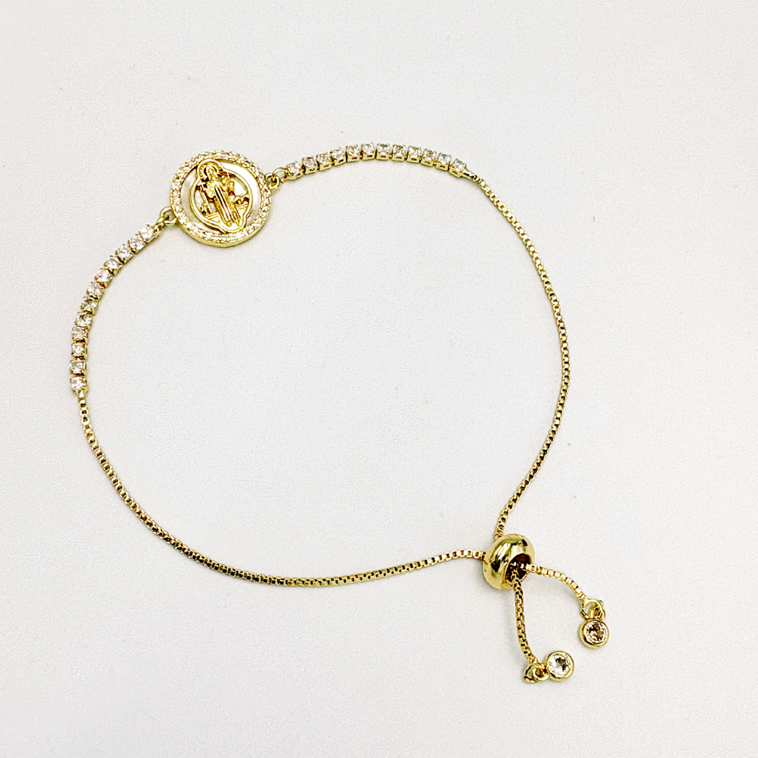 PULSERA DE SAN BENITO CON CRISTALES BAÑO DE ORO PU2118G58