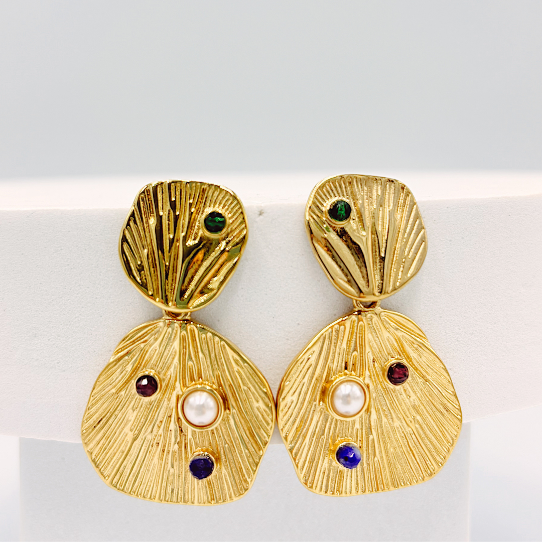 ARETES EN ACERO CON CRISTALES DE COLORES AR3246G31