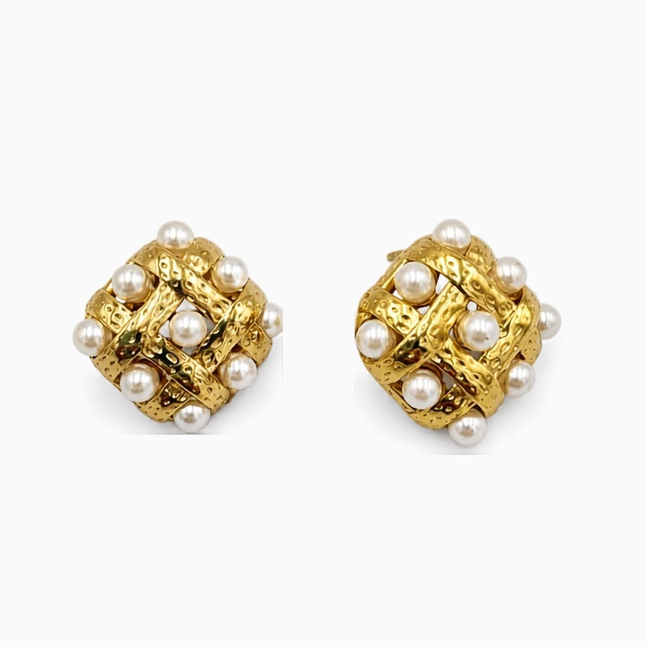 Aretes cuadrito con perlas artificiales AR3317G53
