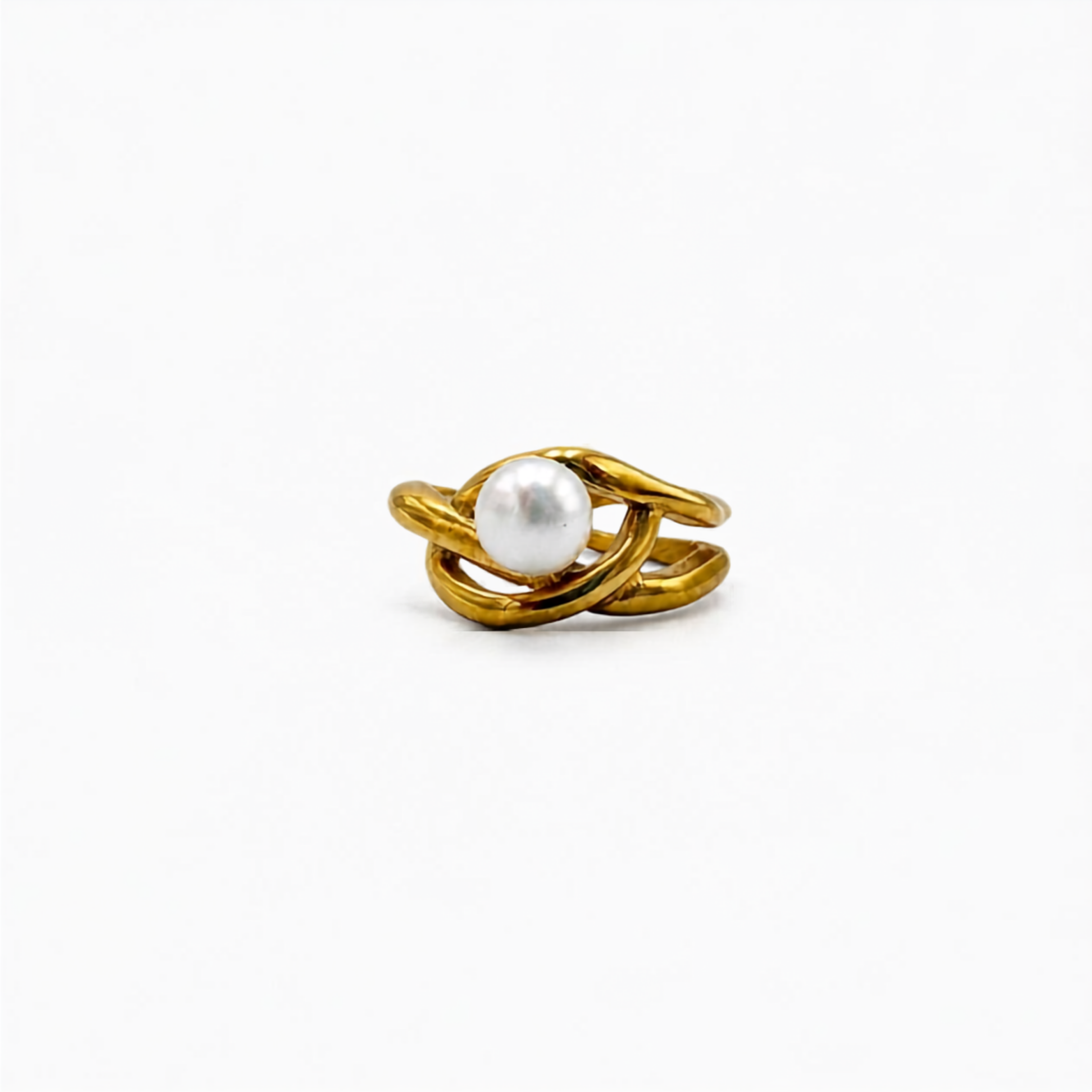 Anillo dorado con perla artificial AN4005G63