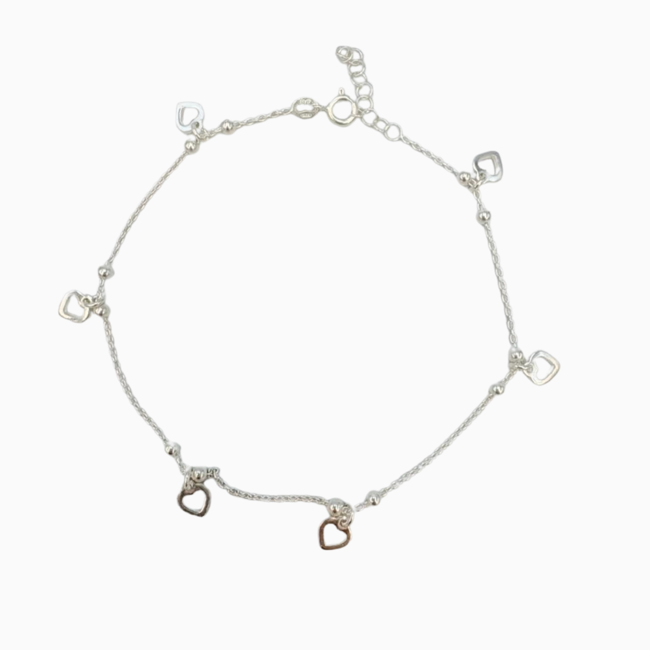 Tobillera de plata corazones TO139G23