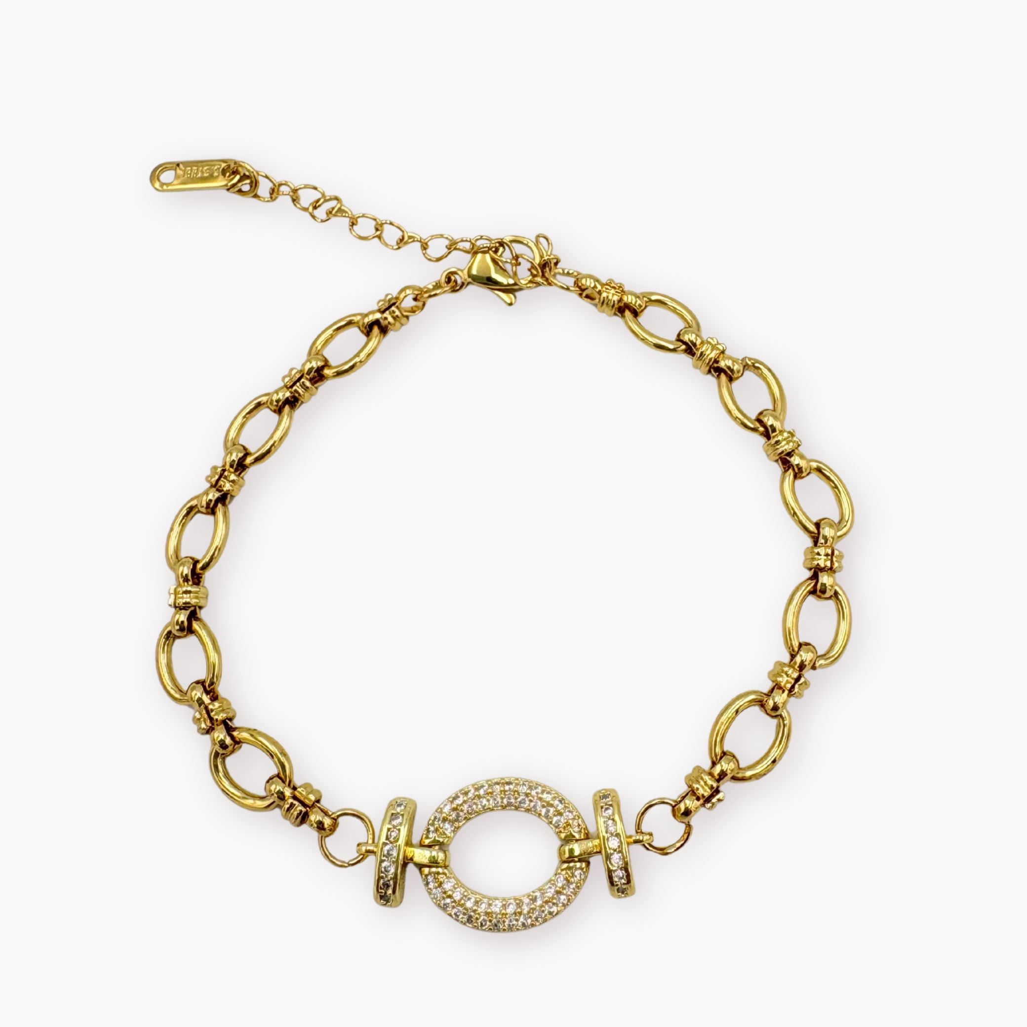 Pulsera de eslabones con dije de brillos PU2149G63