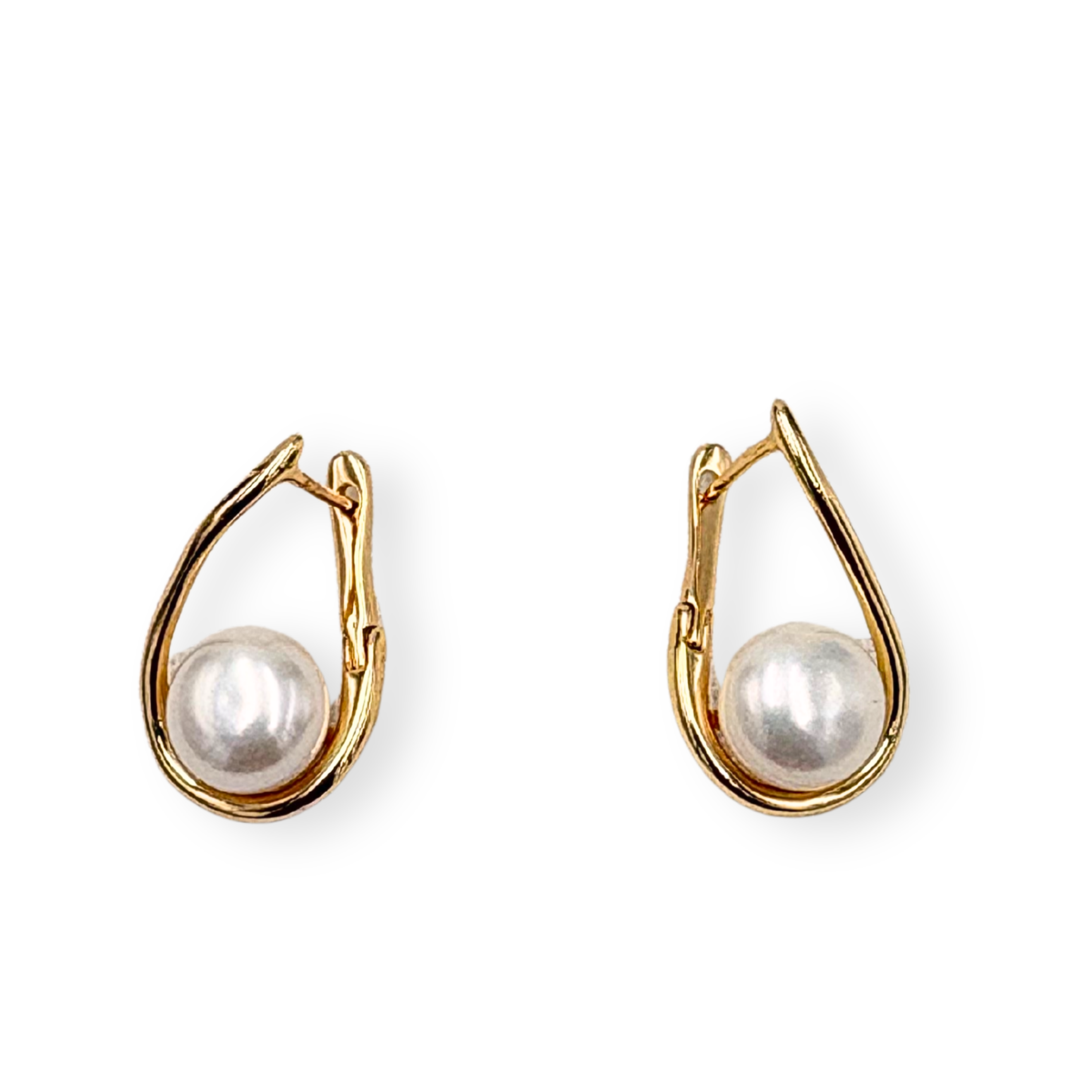Argollas irregular medianas con perla