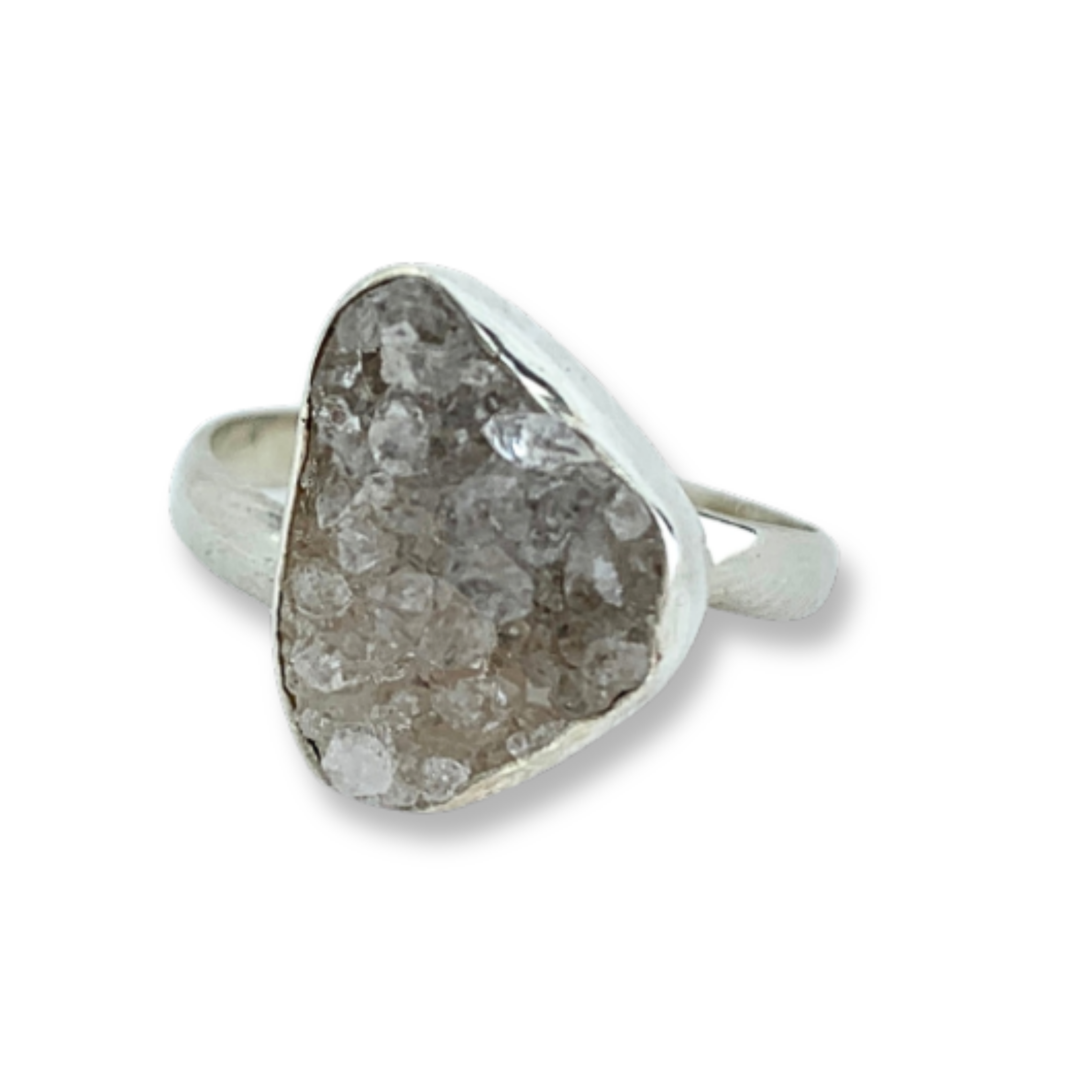 Anillo drusa cuarzo gris ajustable