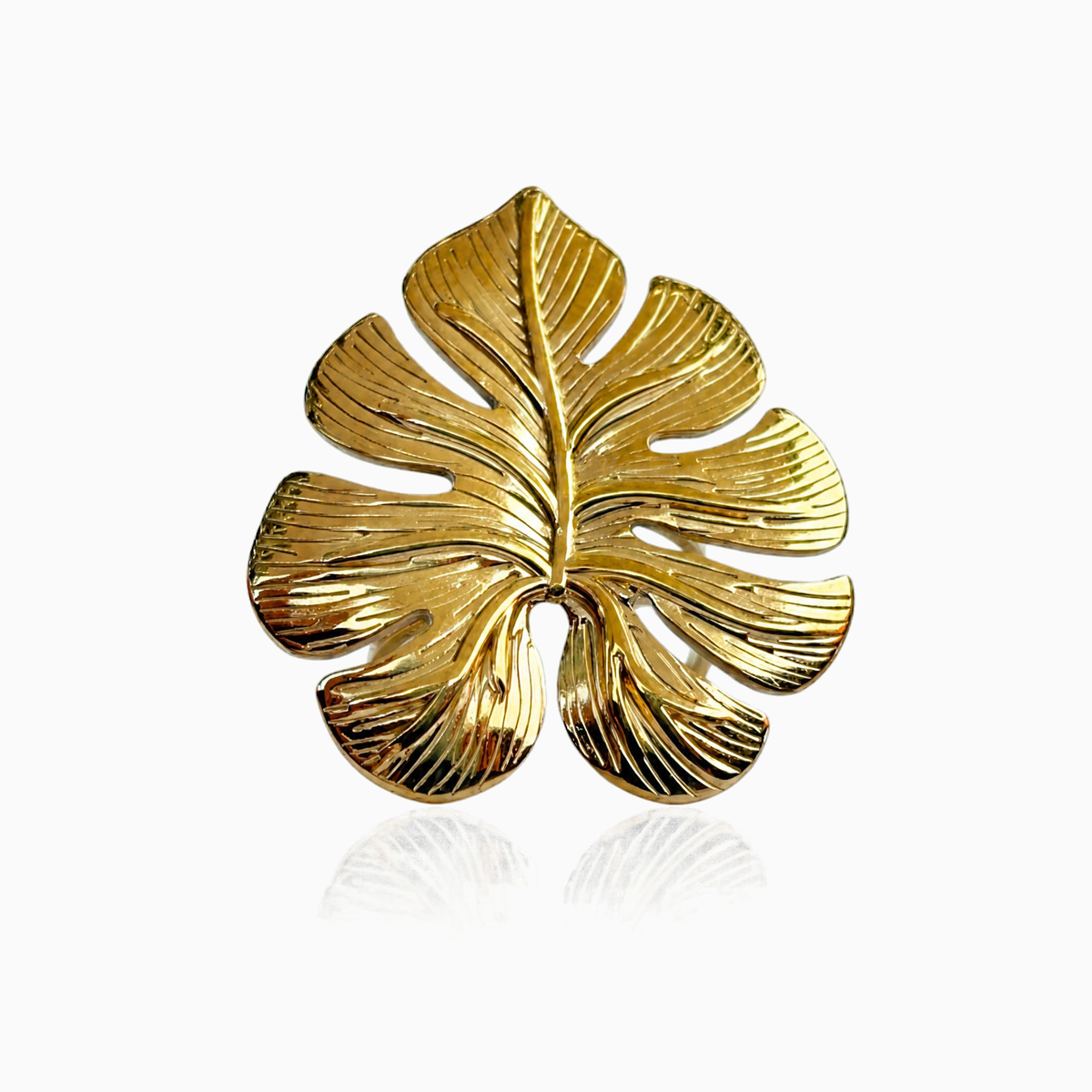 Anillo Monstera en acero ajustable AN4038G125
