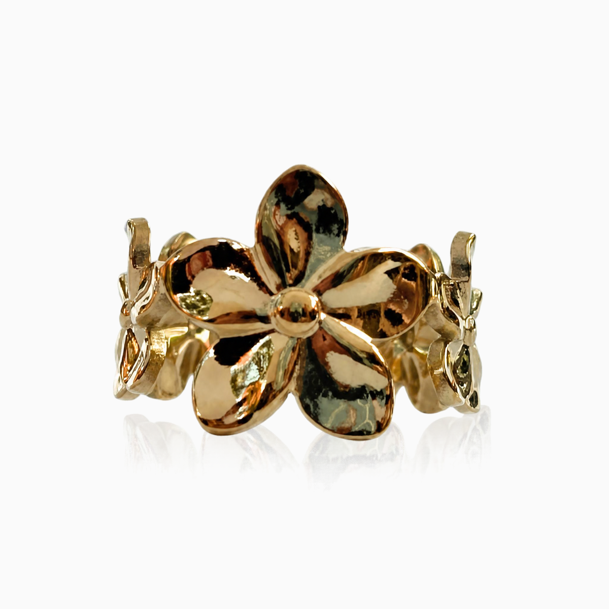 Anillo de flores en acero ajustable AN4042G67