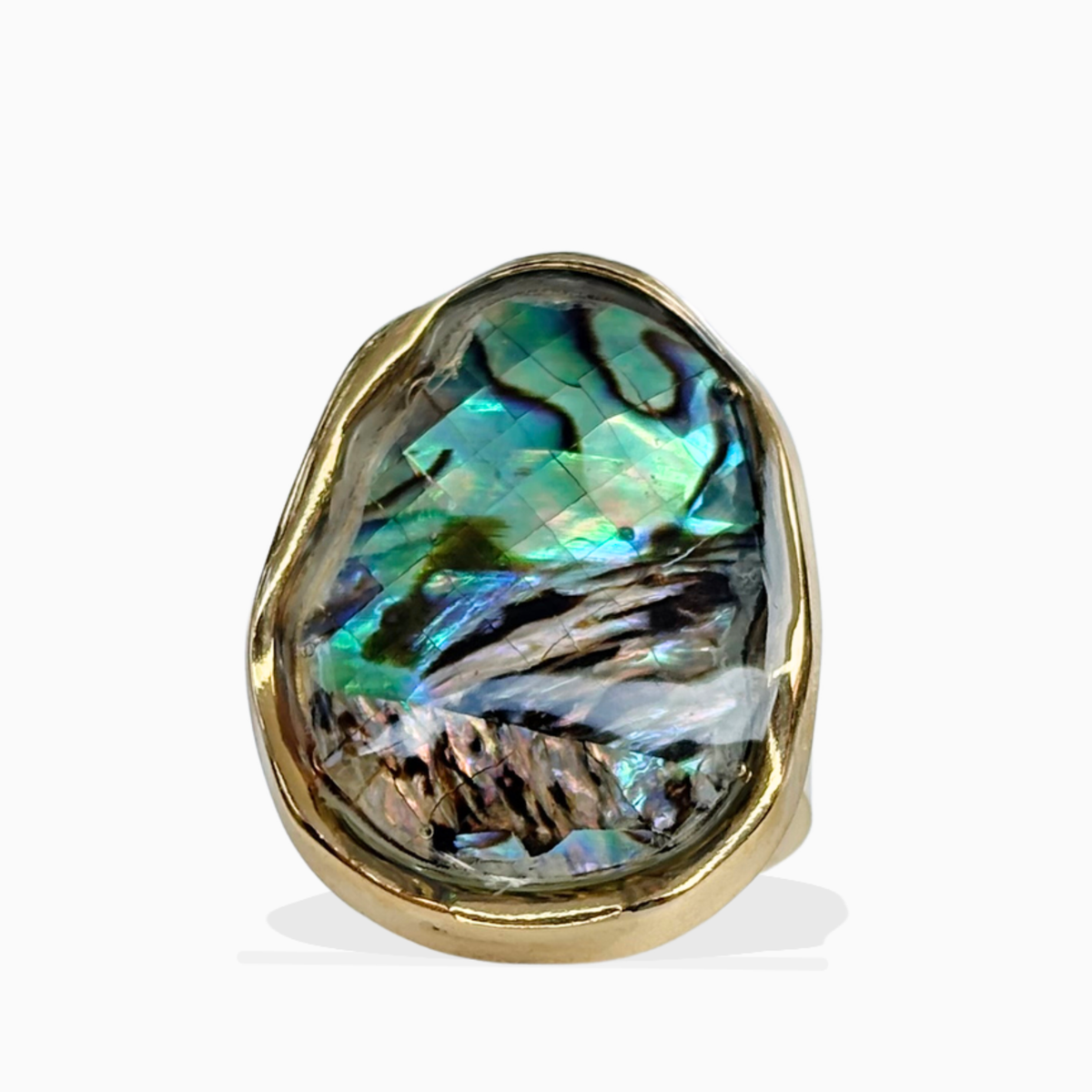 Anillo de abulón  grande baño de oro AN4057G94