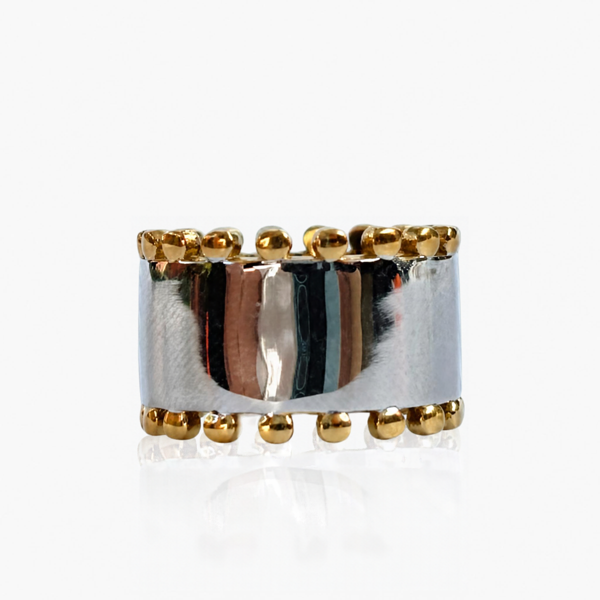 Anillo bitono liso grueso en acero talla 6 AN4064G62