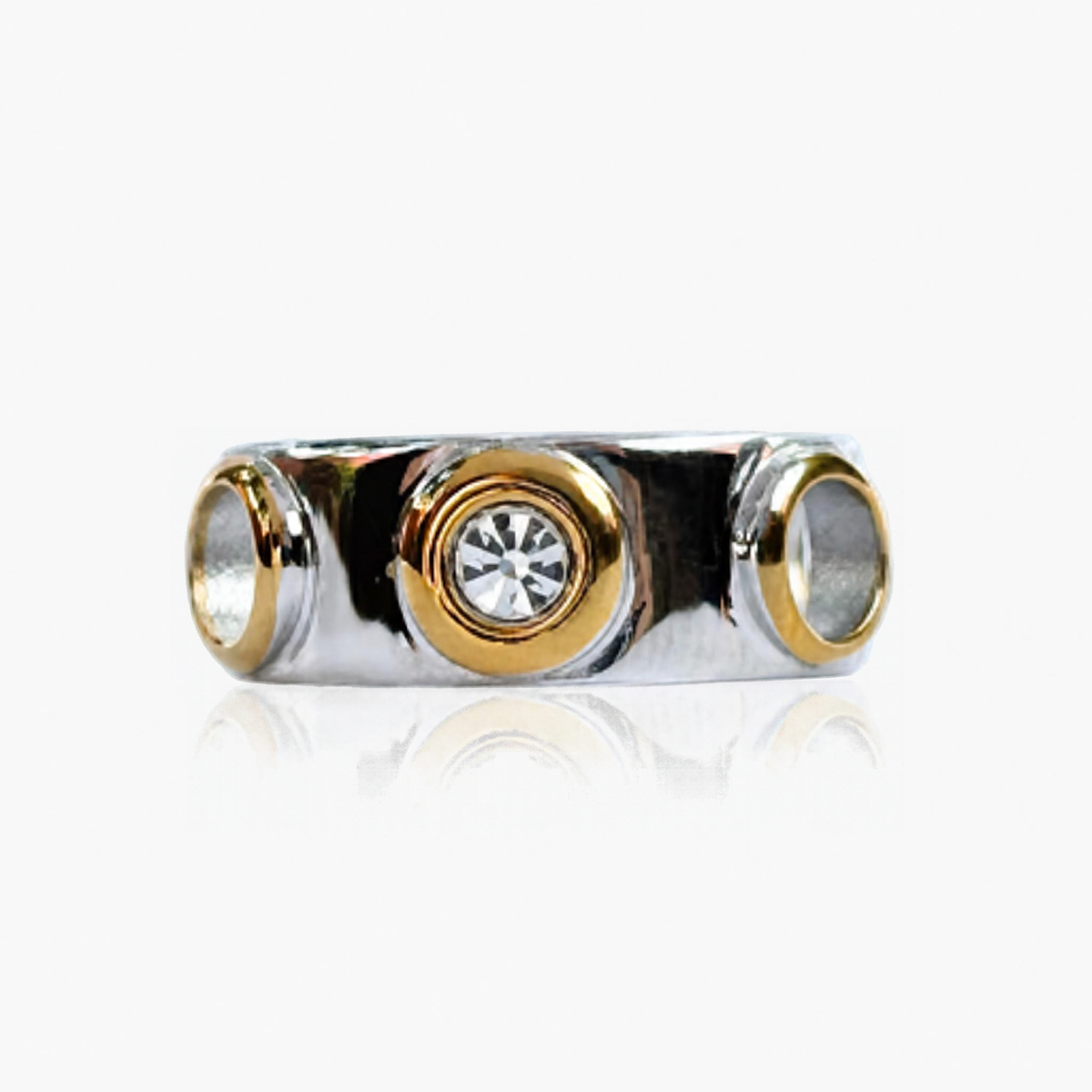 Anillo bitono en acero con circonias AN4066G59