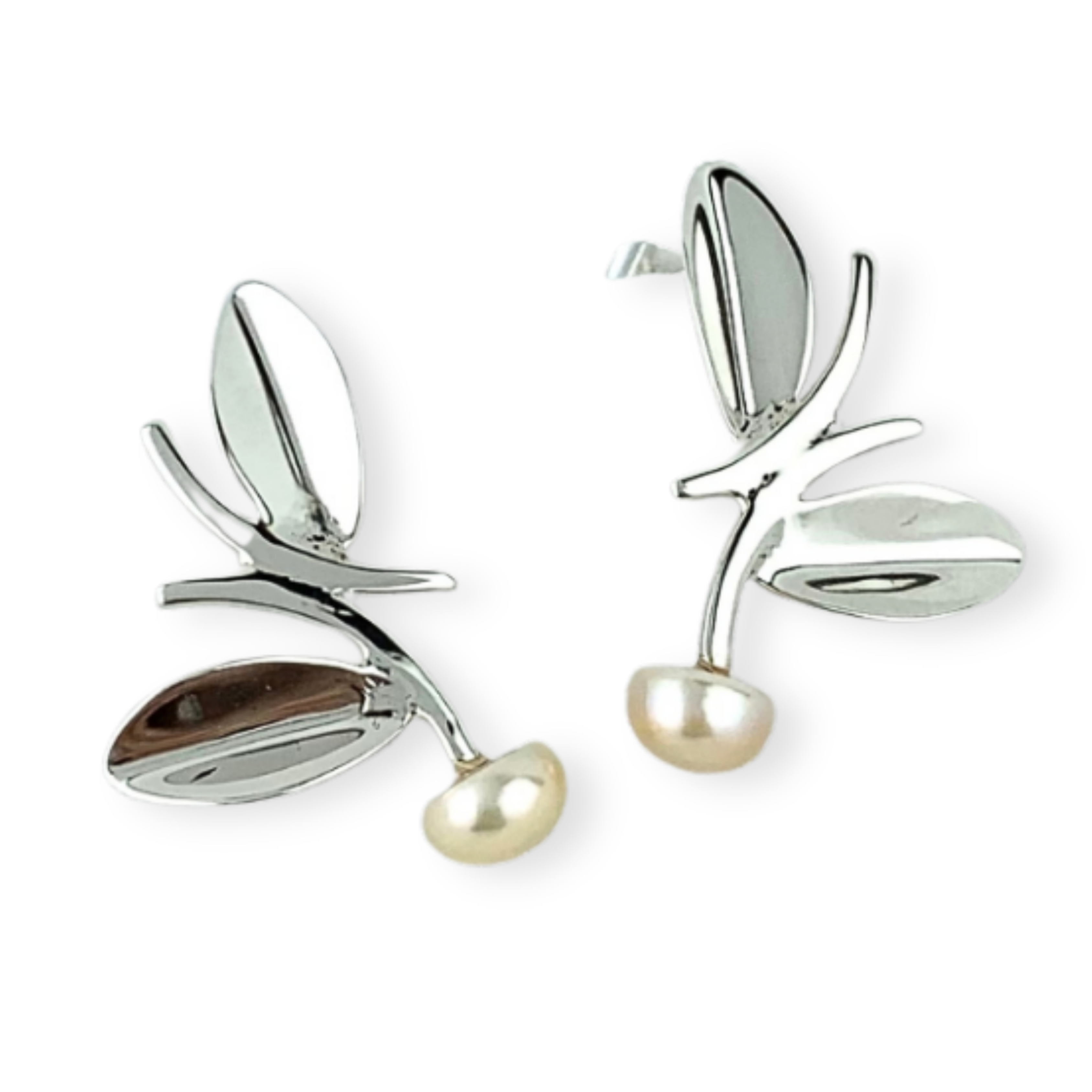 Aretes flor con perla