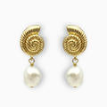 Aretes de caracol con perla cultivada
