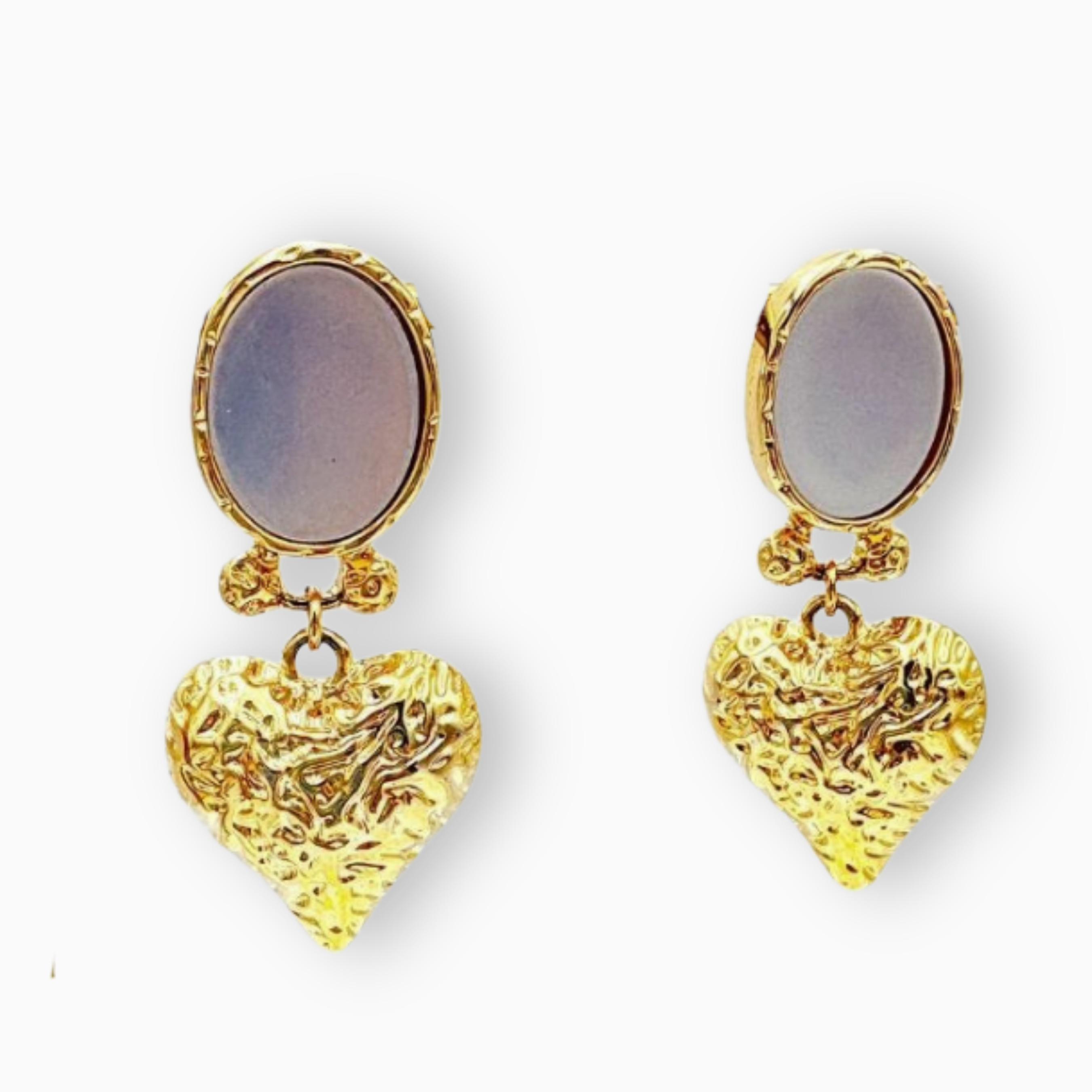 Aretes de corazón con madre perla