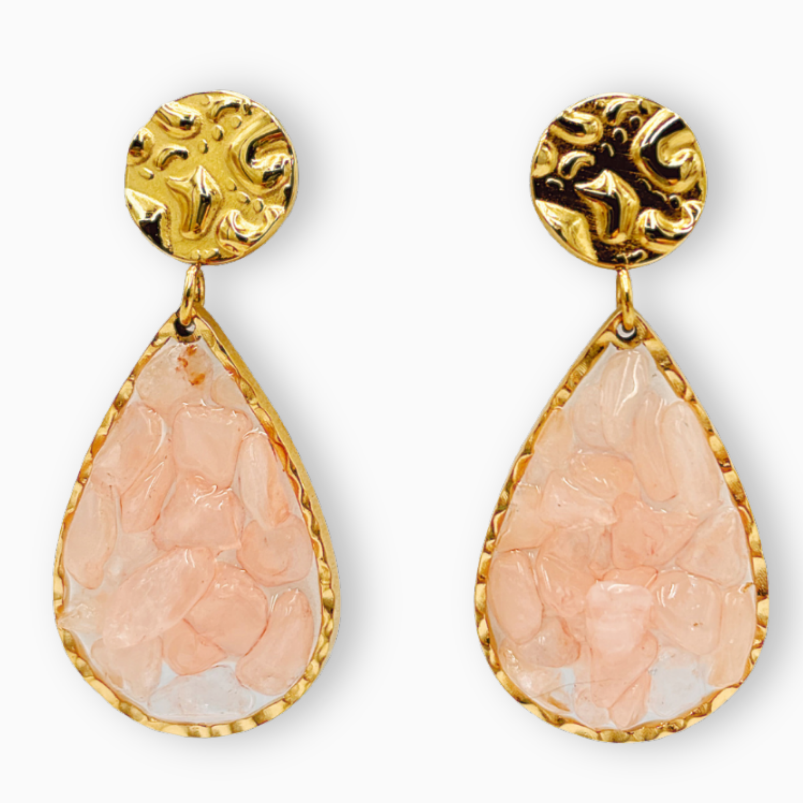Aretes cuarzo rosa