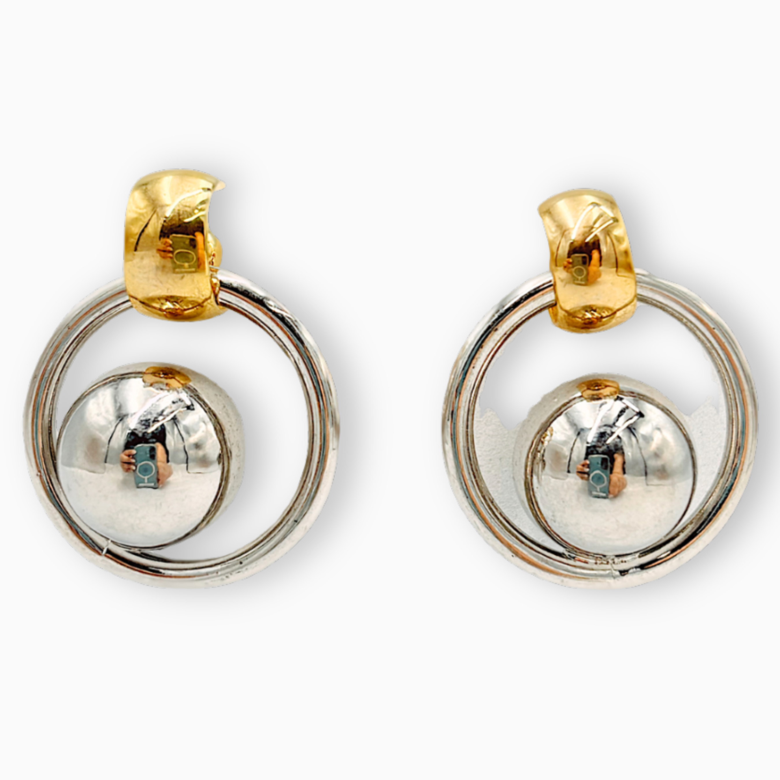 Aretes dos tonos acero