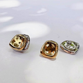 Aretes cuadrado bicolor en acero AR3262G78