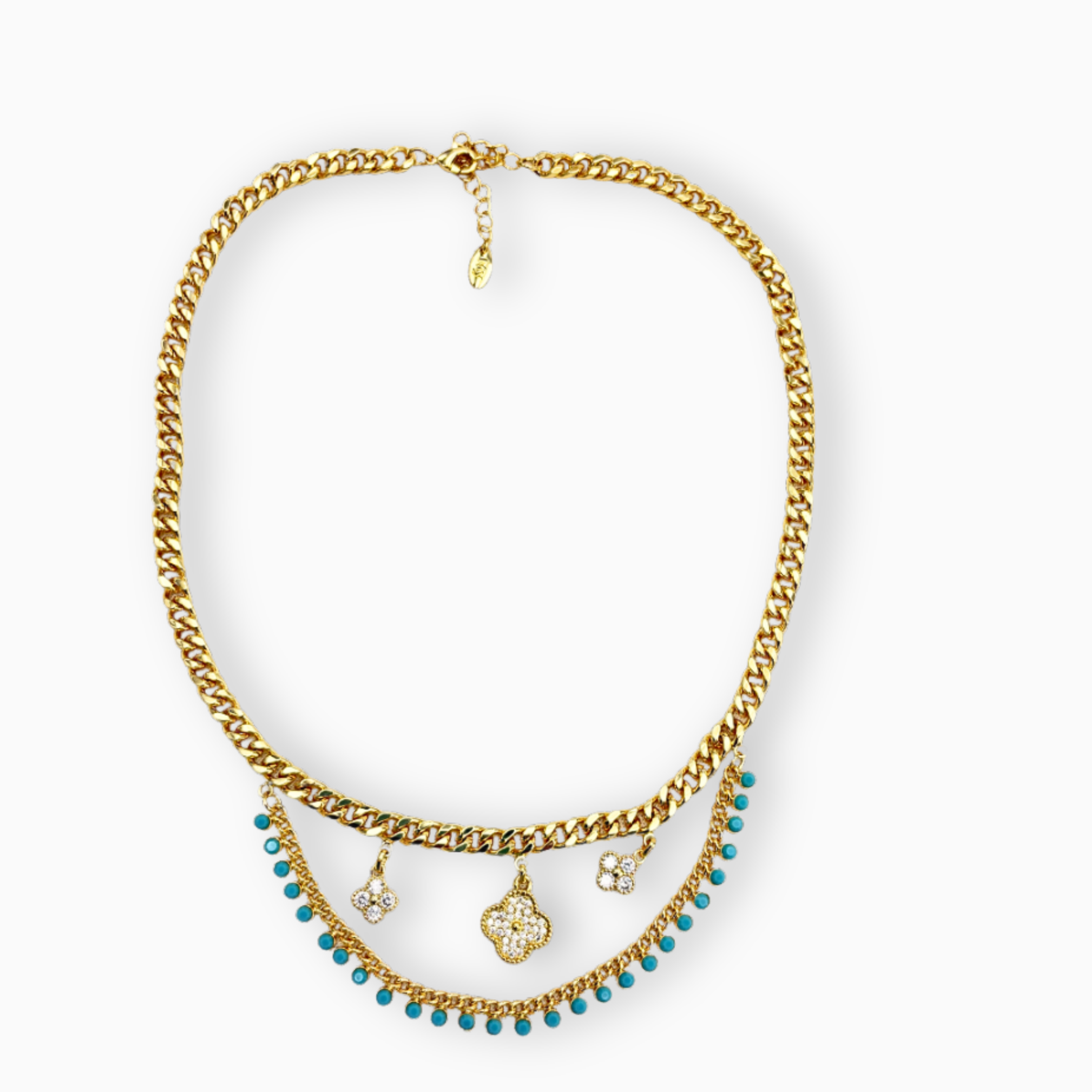 Collar doble color turquesa