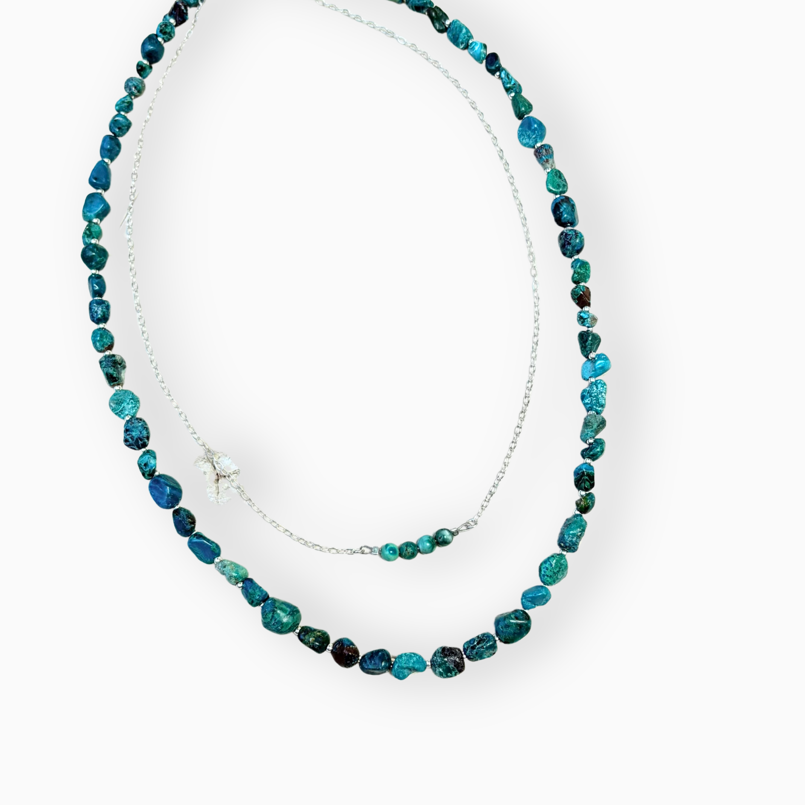 Collar de turquesas naturales y plata 925