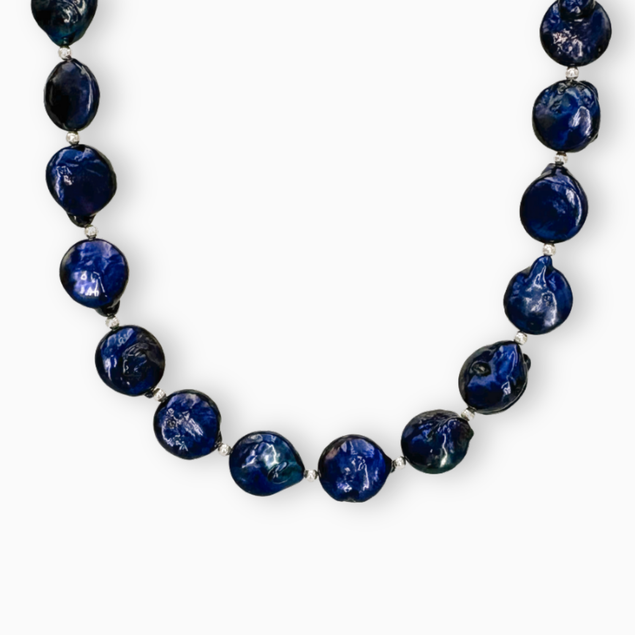 Collar de perlas cultivadas azules
