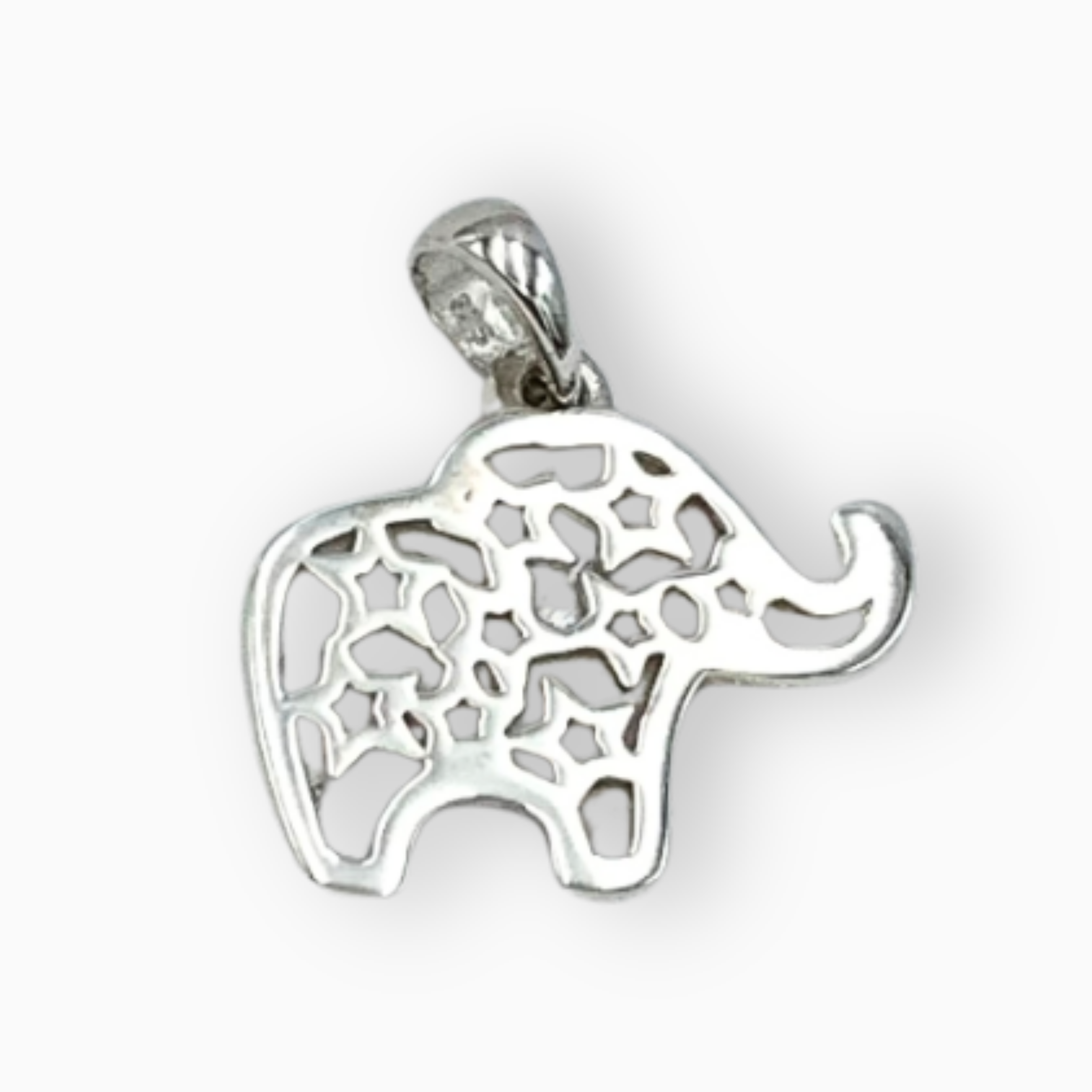 Dije elefante, plata y madre perla