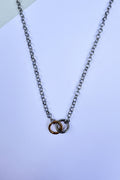 Collar plateado dije de argollas bicolor CO1975G102